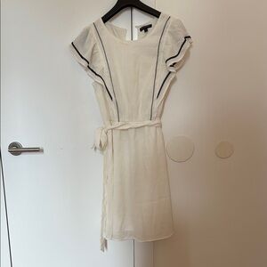 Banana Republic Cream Sheath Dress with Crew Neck and Flutter Cap Sleeves